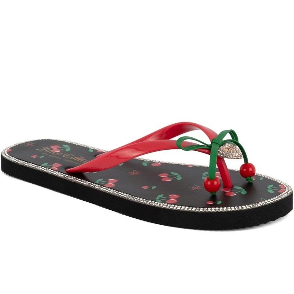 Juicy Couture Women's Slurpy Fruity Flip Flops Black Cherries Size 7